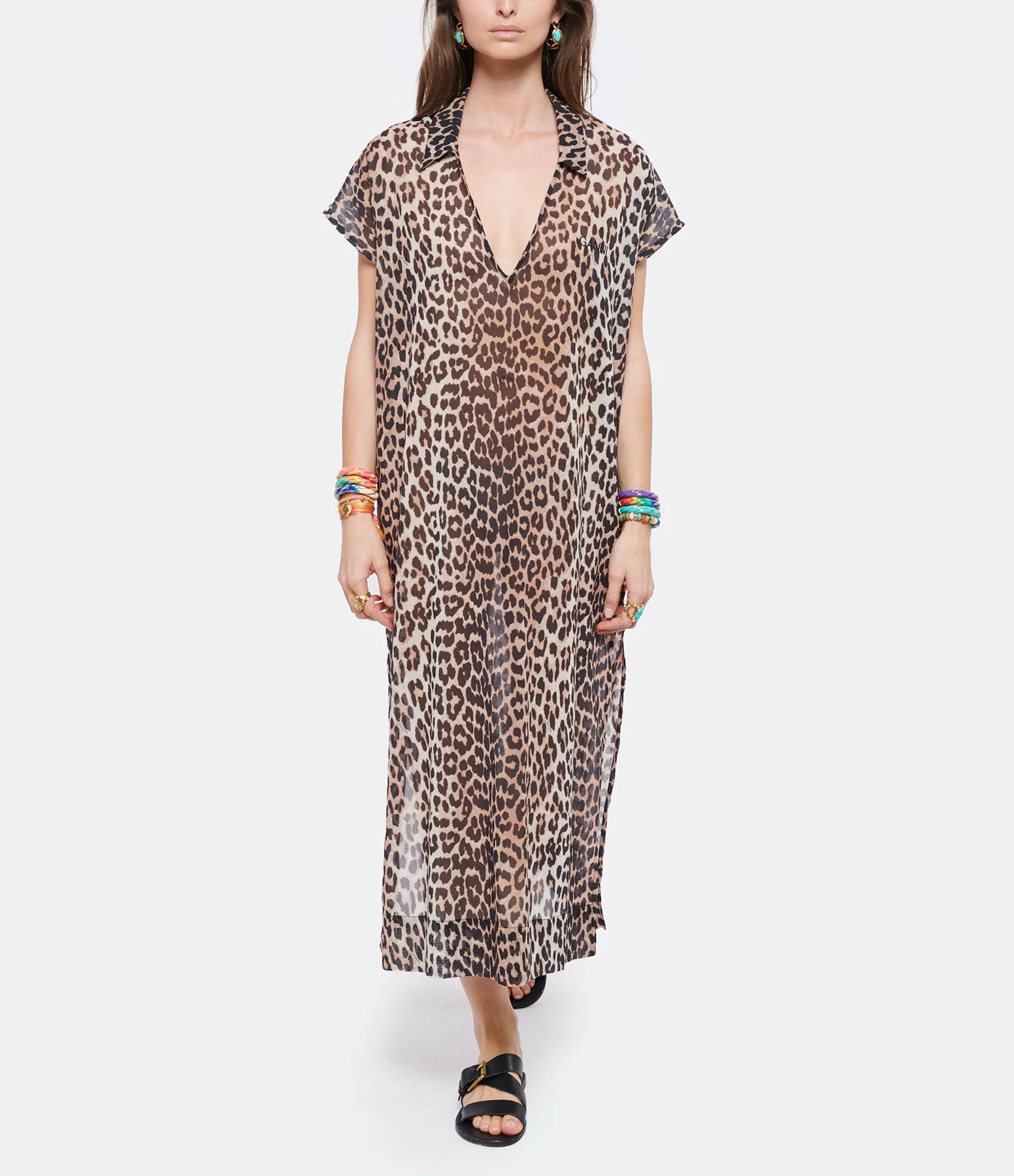 Ganni Caftan Coton Organique Léopard – Image 2