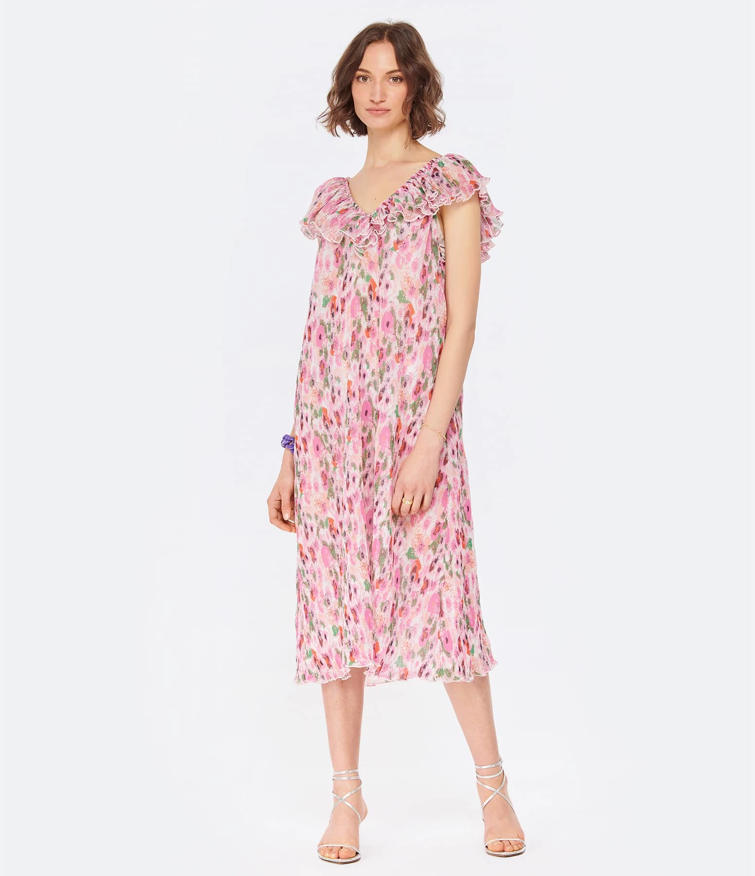 Ganni Robe Midi Georgette Sugar Plum – Image 2