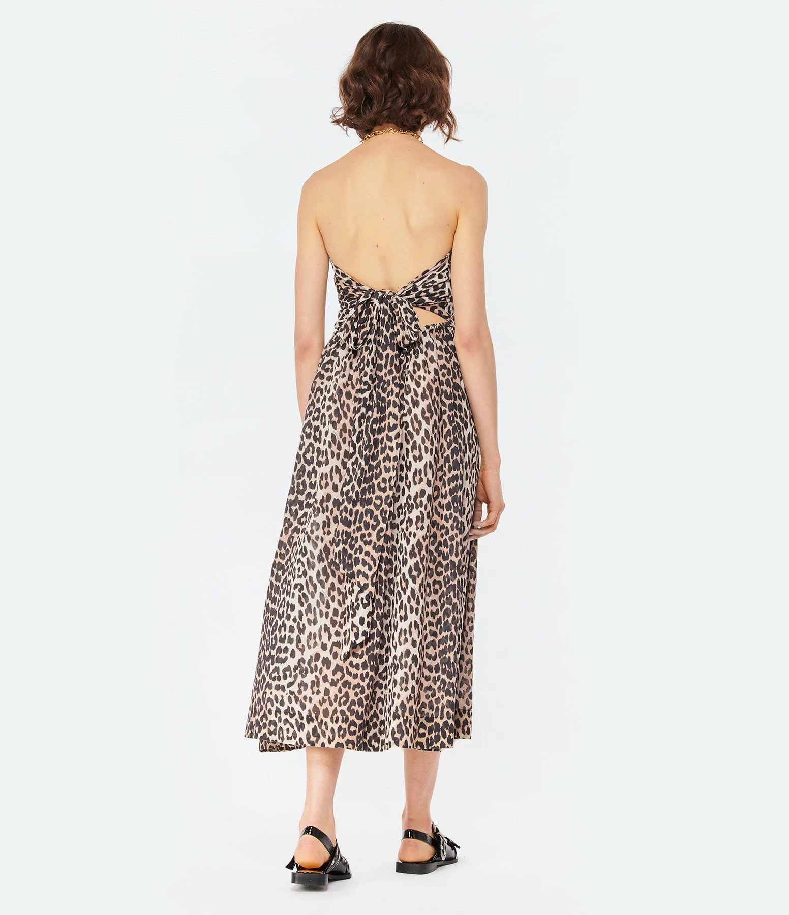 Ganni Robe Longue Bustier Coton Organique Léopard – Image 4
