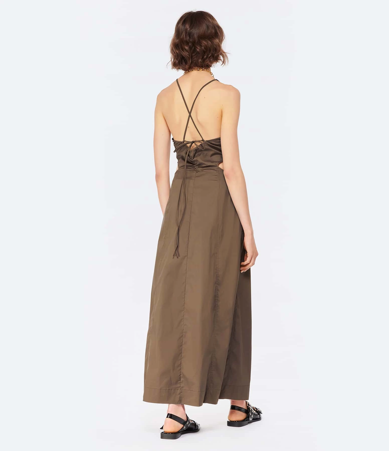 Ganni Robe Longue Coton Organique Teak – Image 2