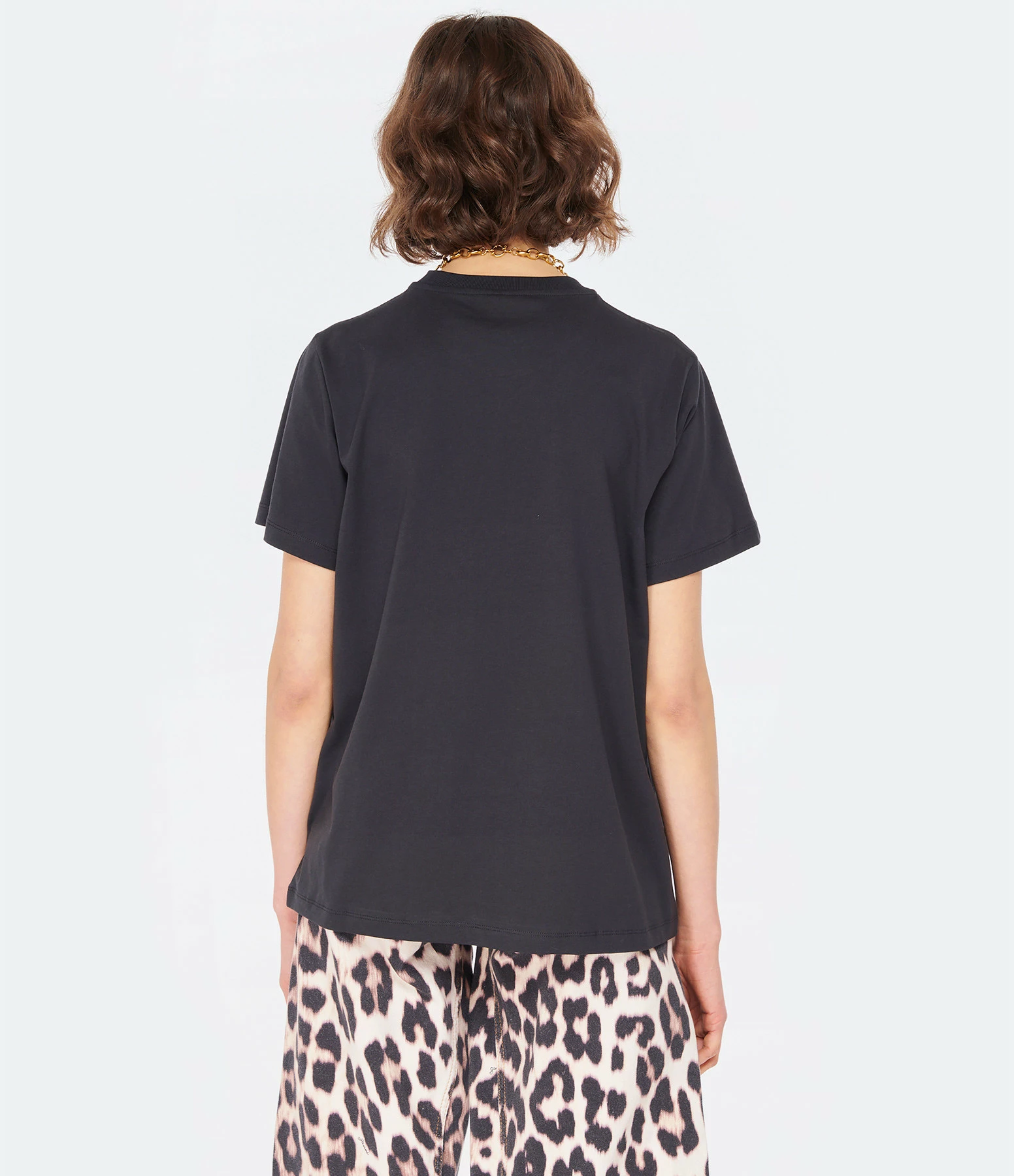 Ganni Tee-shirt Smiley Coton Organique Noir Phantom – Image 4