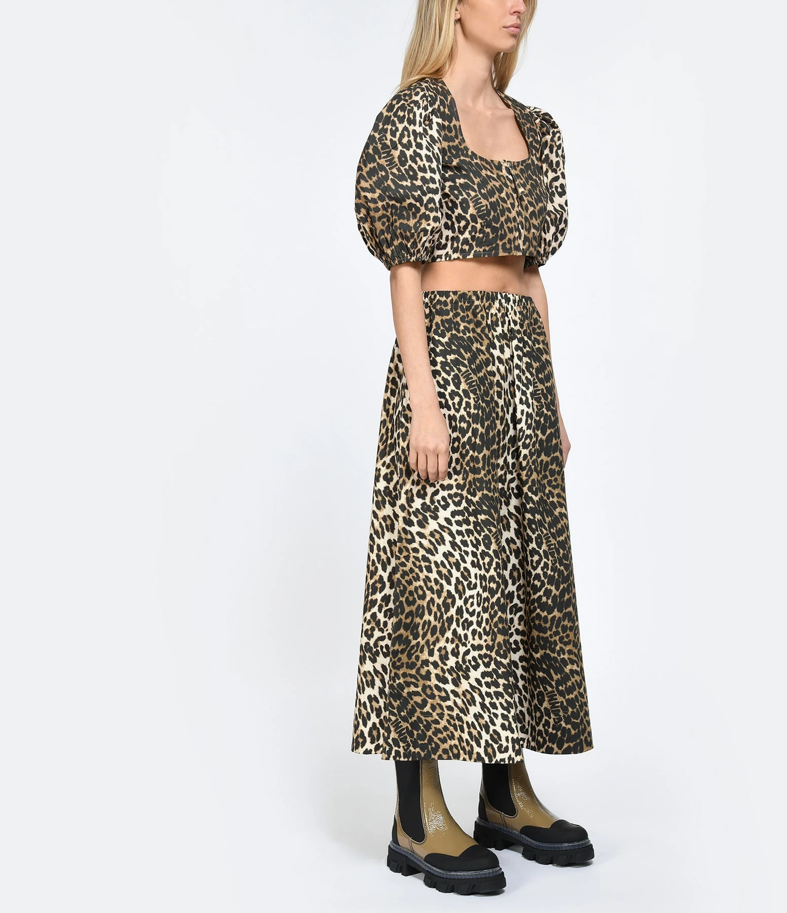 Ganni Jupe Longue Coton Organique Léopard – Image 5