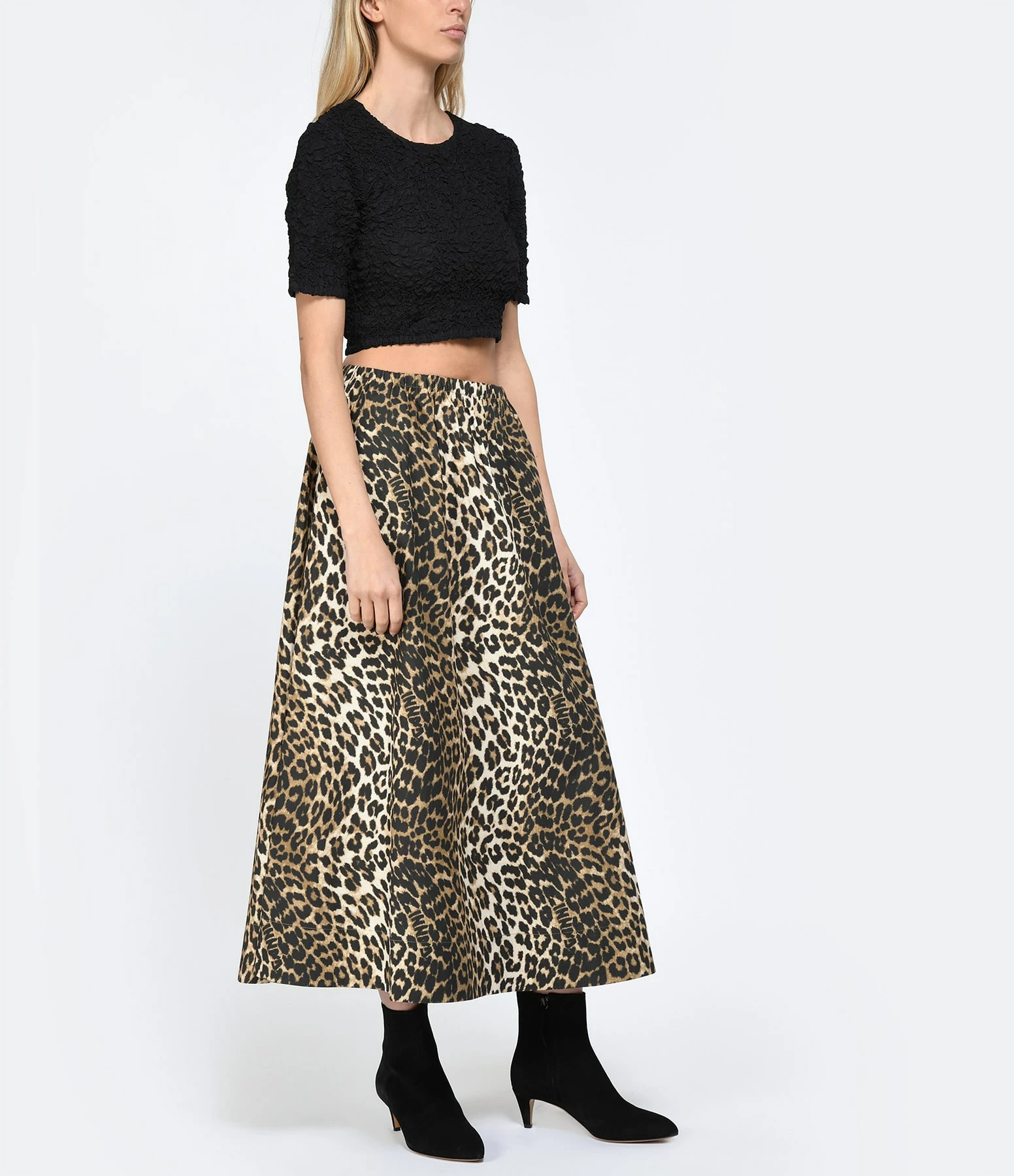 Ganni Jupe Longue Coton Organique Léopard – Image 2