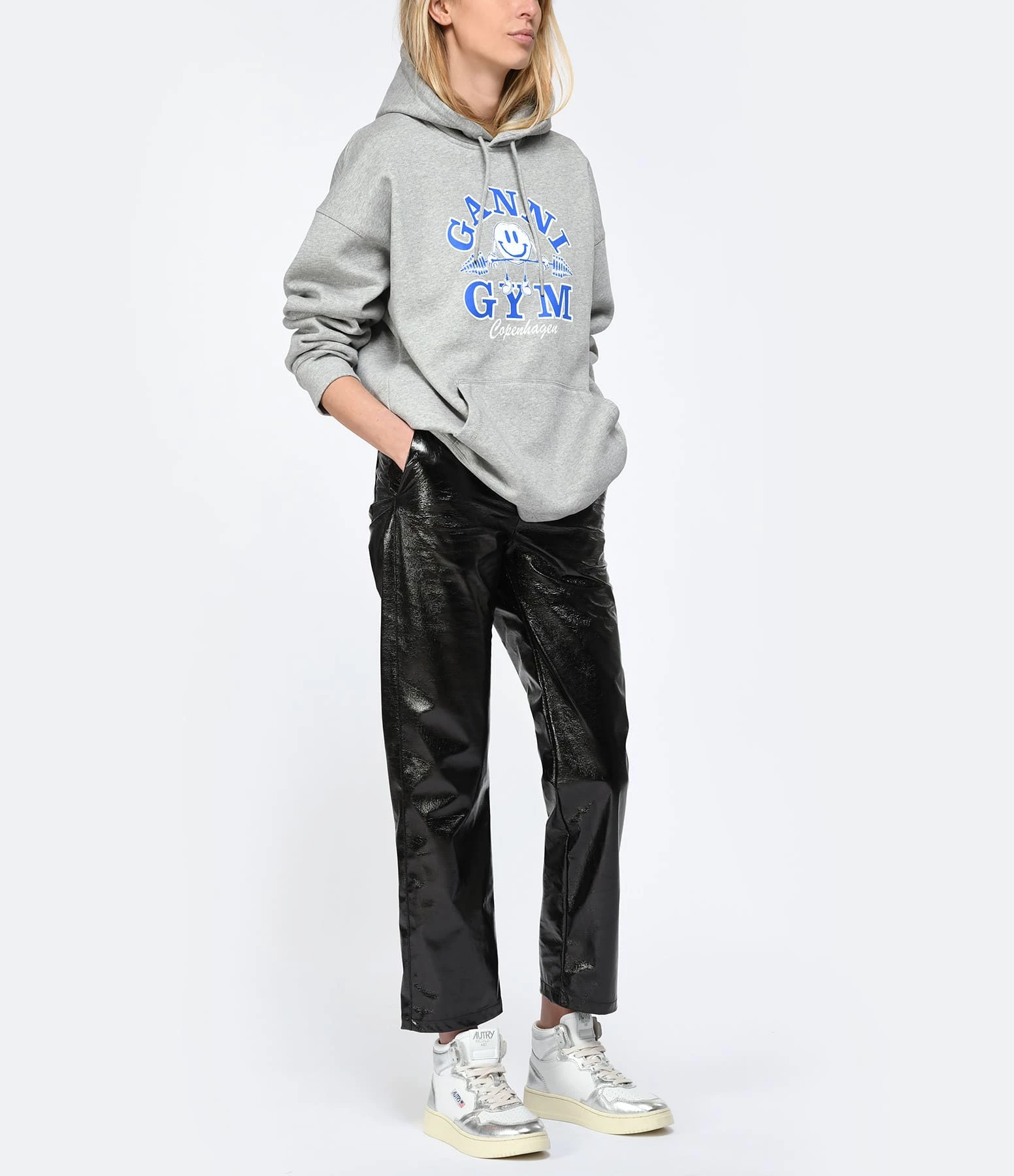 Ganni Sweatshirt Hoodie Oversize Coton Organique Gris – Image 5