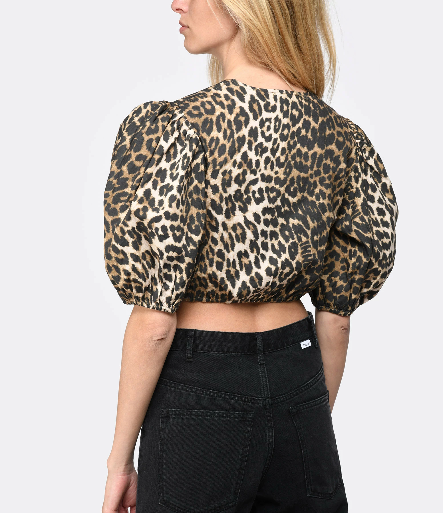 Ganni Top Court Coton Organique Léopard – Image 5