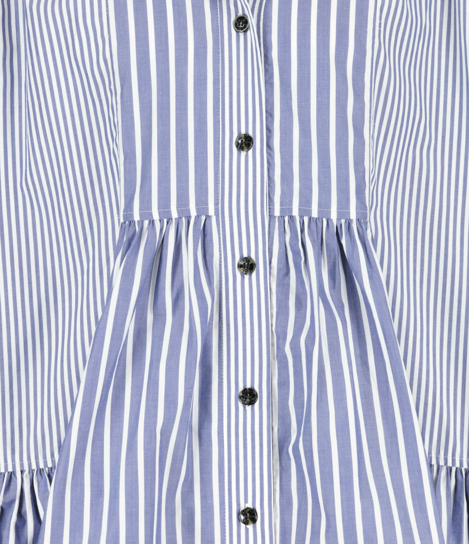 Ganni Robe Chemise Rayures Coton Organique Gris Bleu – Image 2