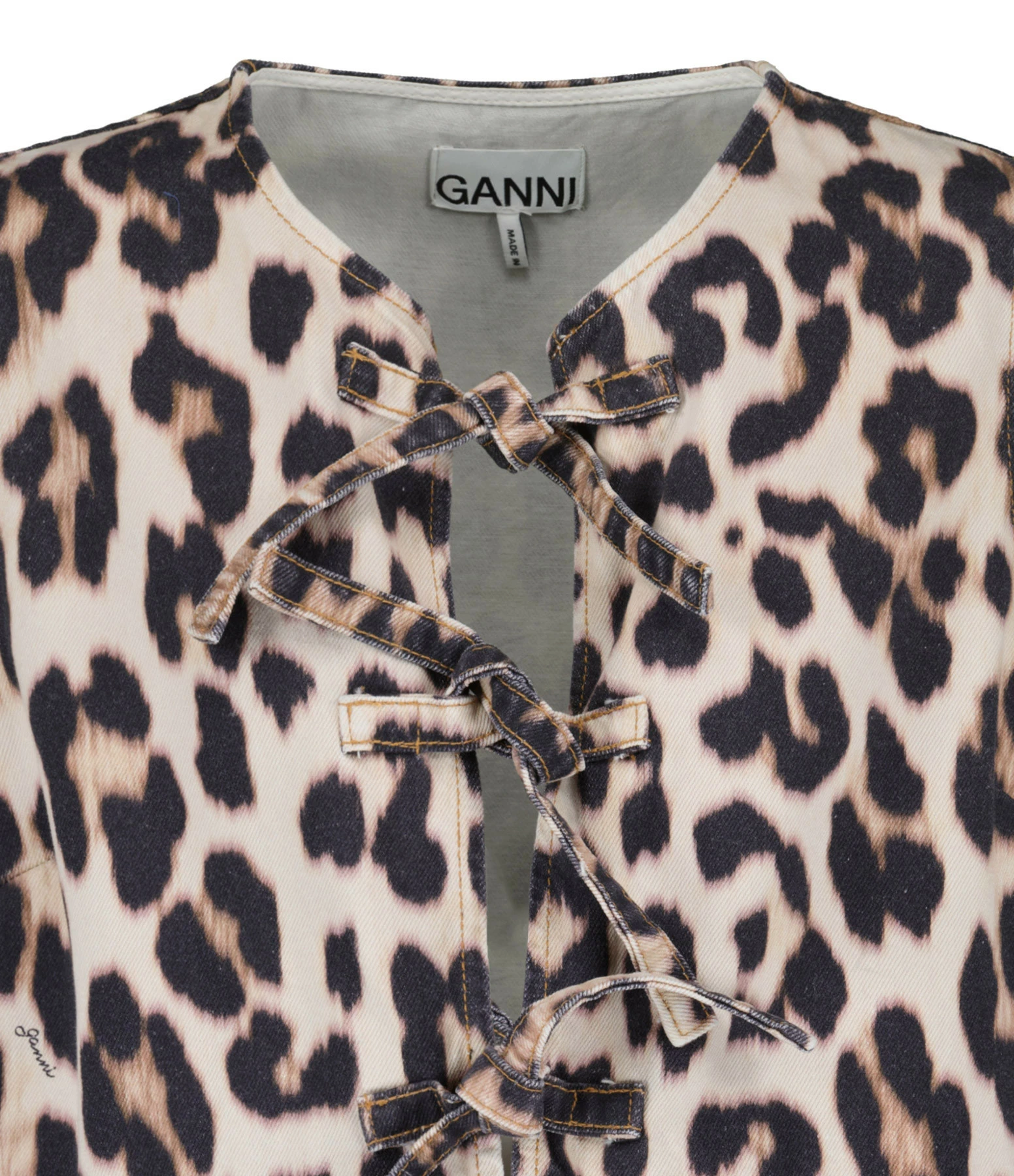 Ganni Robe Denim Coton Organique Léopard – Image 2