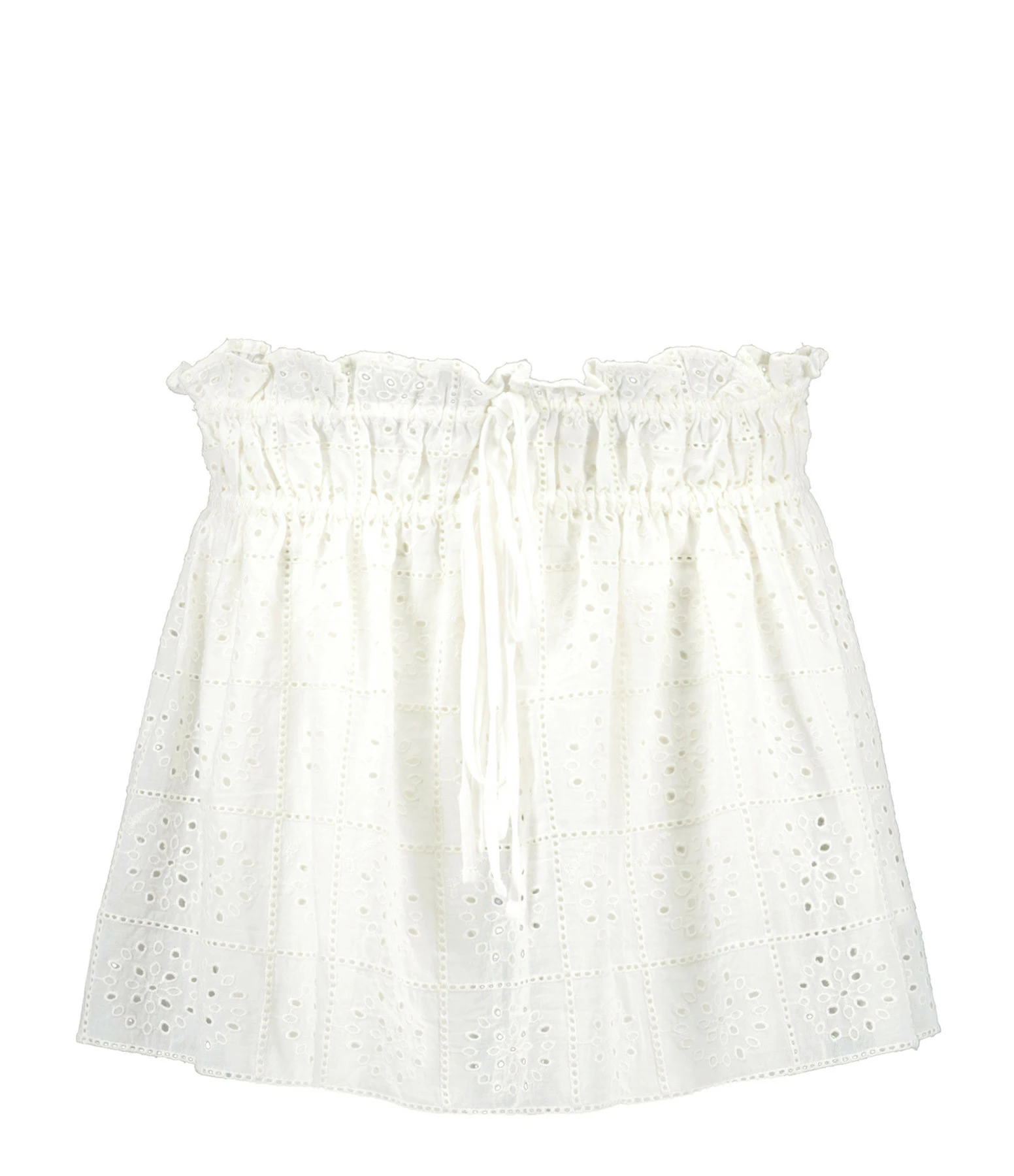 Ganni Jupe Broderie Anglaise Coton Organique Blanc