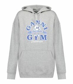 Ganni Sweatshirt Hoodie Oversize Coton Organique Gris