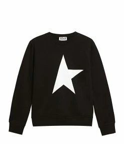 Golden Goose Sweatshirt Enfant Star Coton Noir Blanc