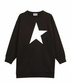 Golden Goose Robe Sweatshirt Enfant Star Coton Noir Blanc