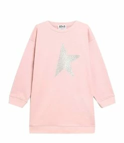 Golden Goose Robe Sweatshirt Enfant Star Coton Rose Argenté