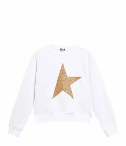 Golden Goose Sweatshirt Enfant Star Coton Blanc Doré