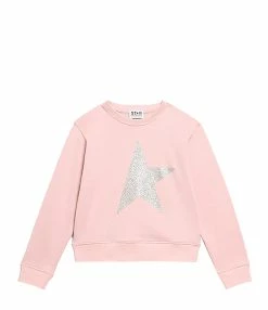 Golden Goose Sweatshirt Enfant Star Coton Rose Argenté