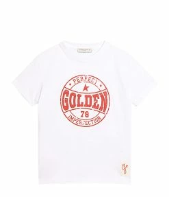 Golden Goose Tee-shirt Golden Enfant Coton Blanc