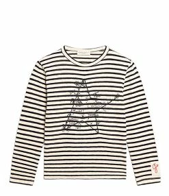 Golden Goose Tee-shirt Golden Enfant Coton Rayures Écru