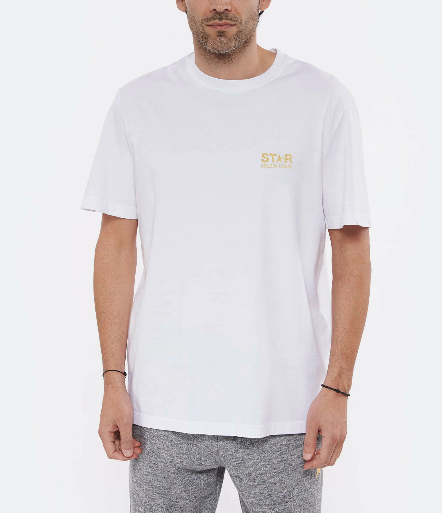 Golden Goose Tee-shirt Homme Big Star Coton Blanc Doré – Image 4