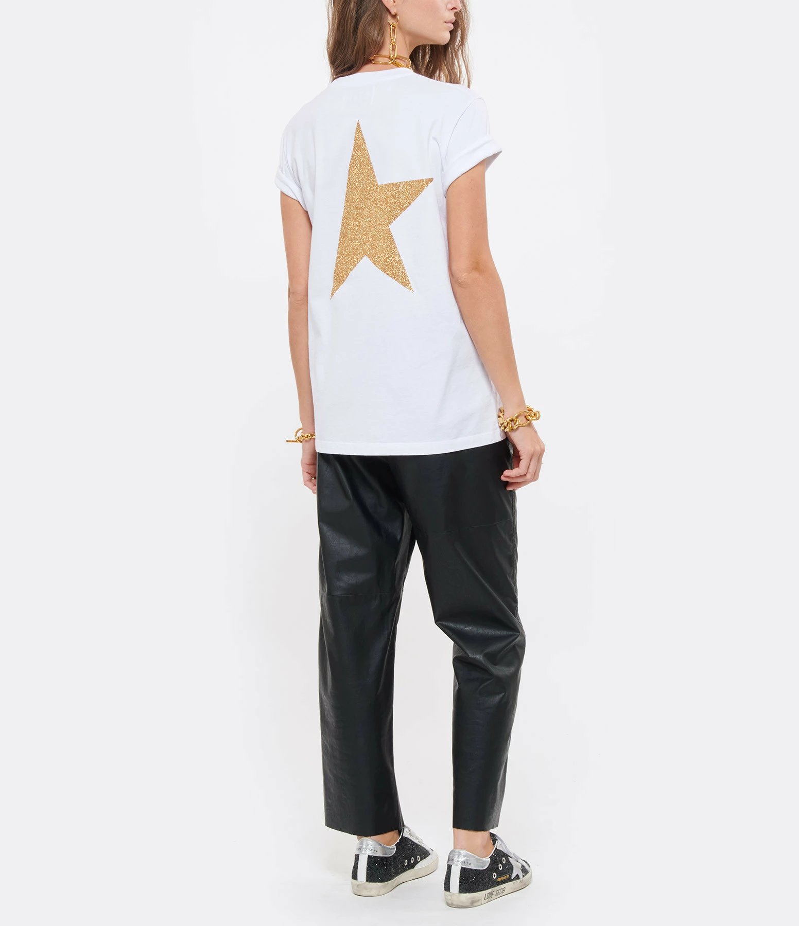 Golden Goose Tee-shirt Big Star Coton Blanc Doré – Image 6