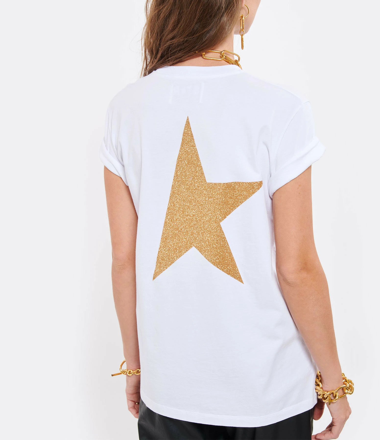 Golden Goose Tee-shirt Big Star Coton Blanc Doré – Image 4