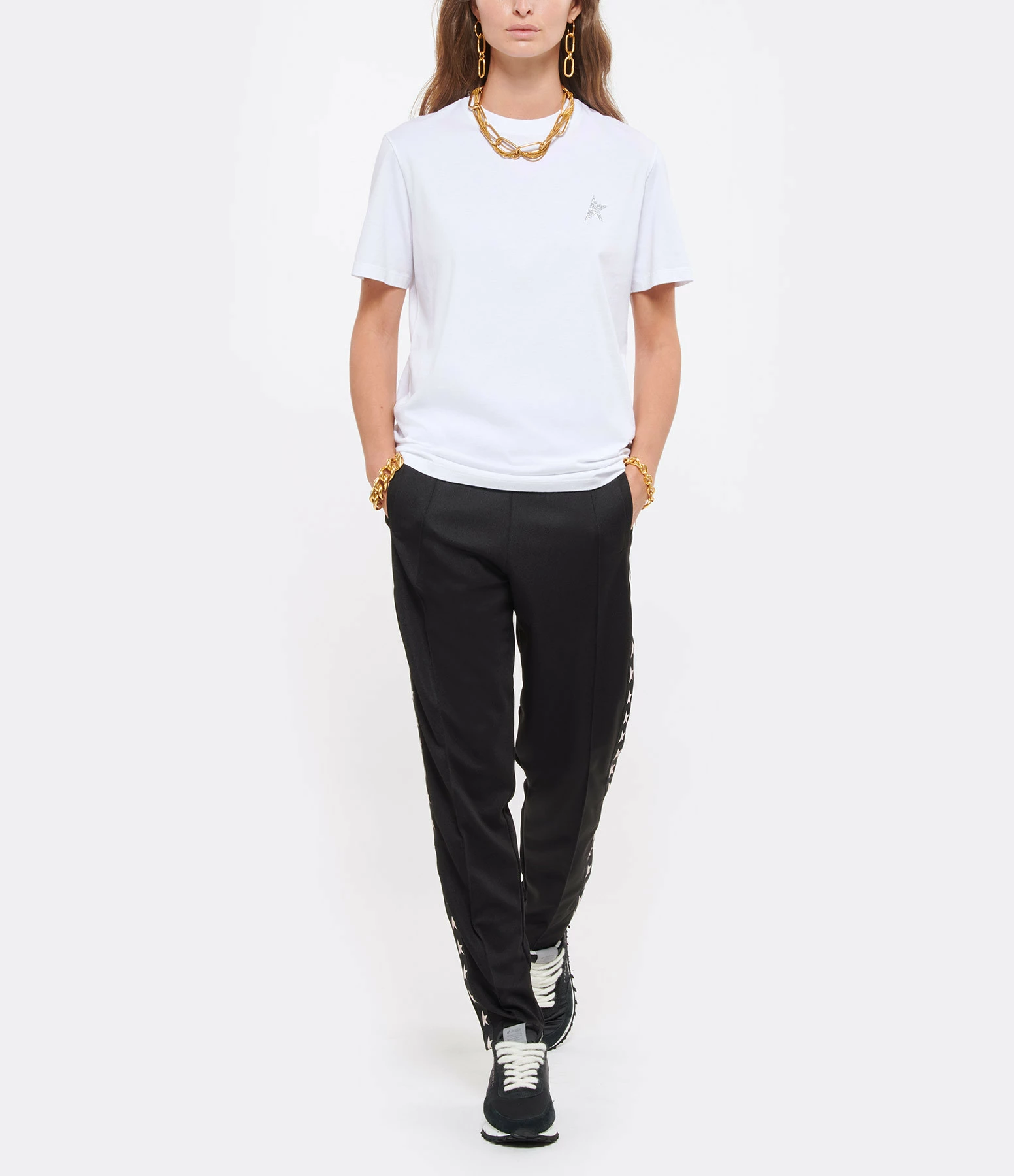 Golden Goose Tee-shirt Étoile Coton Blanc Argenté – Image 4