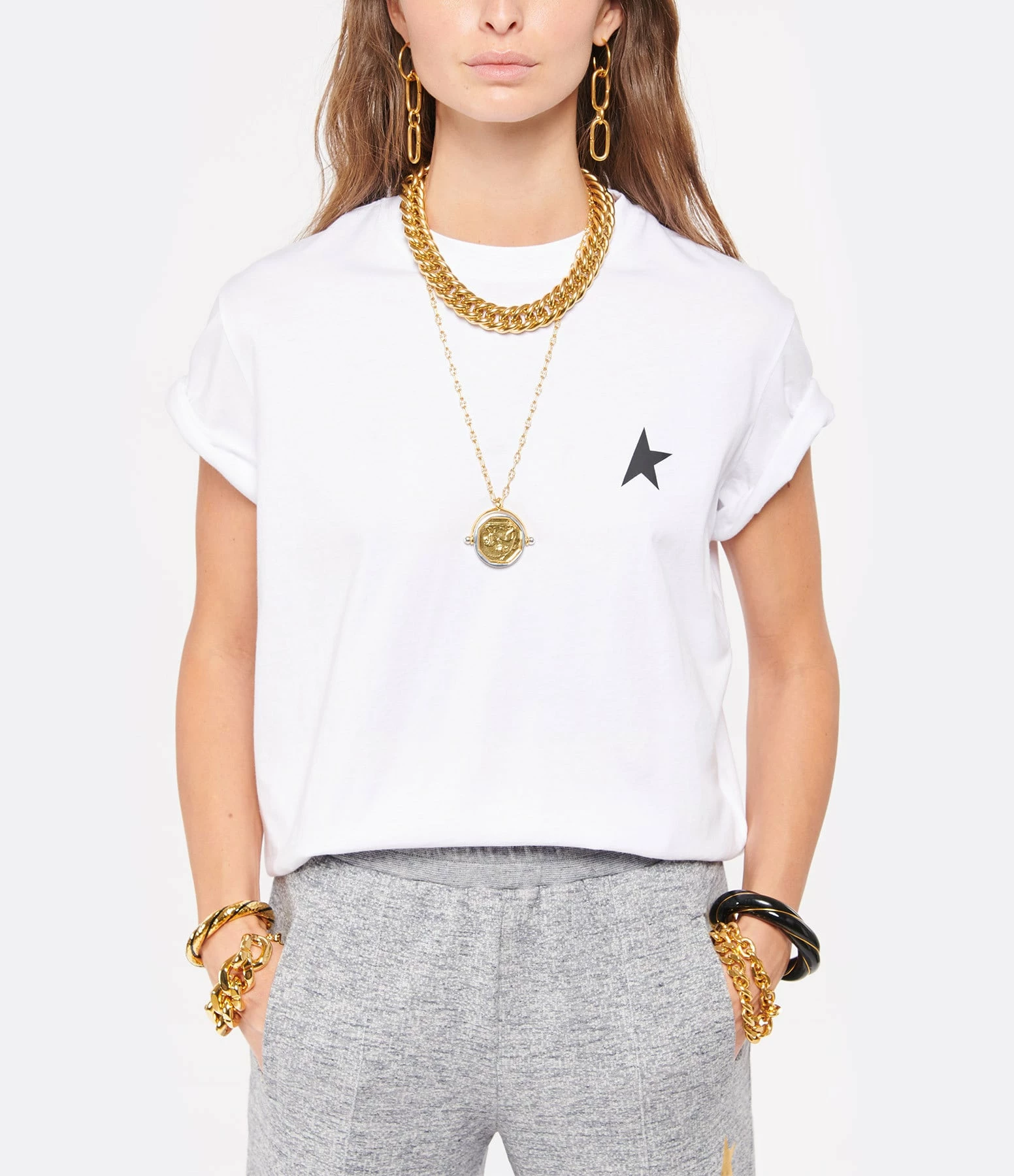 Golden Goose Tee-shirt Étoile Coton Blanc Noir – Image 3