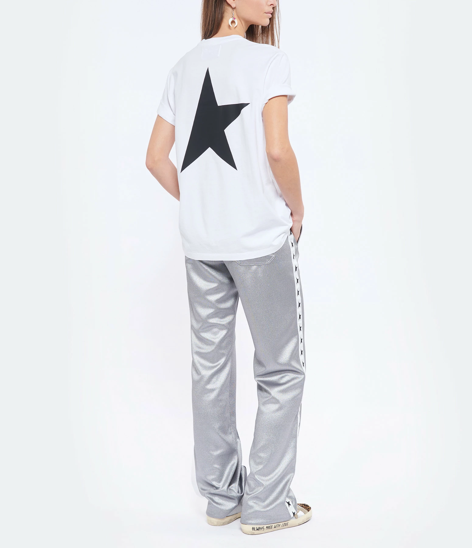 Golden Goose Tee-shirt Big Star Coton Blanc Noir – Image 6