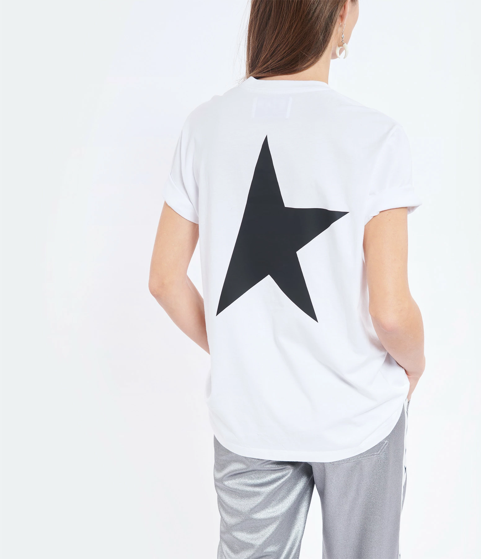Golden Goose Tee-shirt Big Star Coton Blanc Noir – Image 4