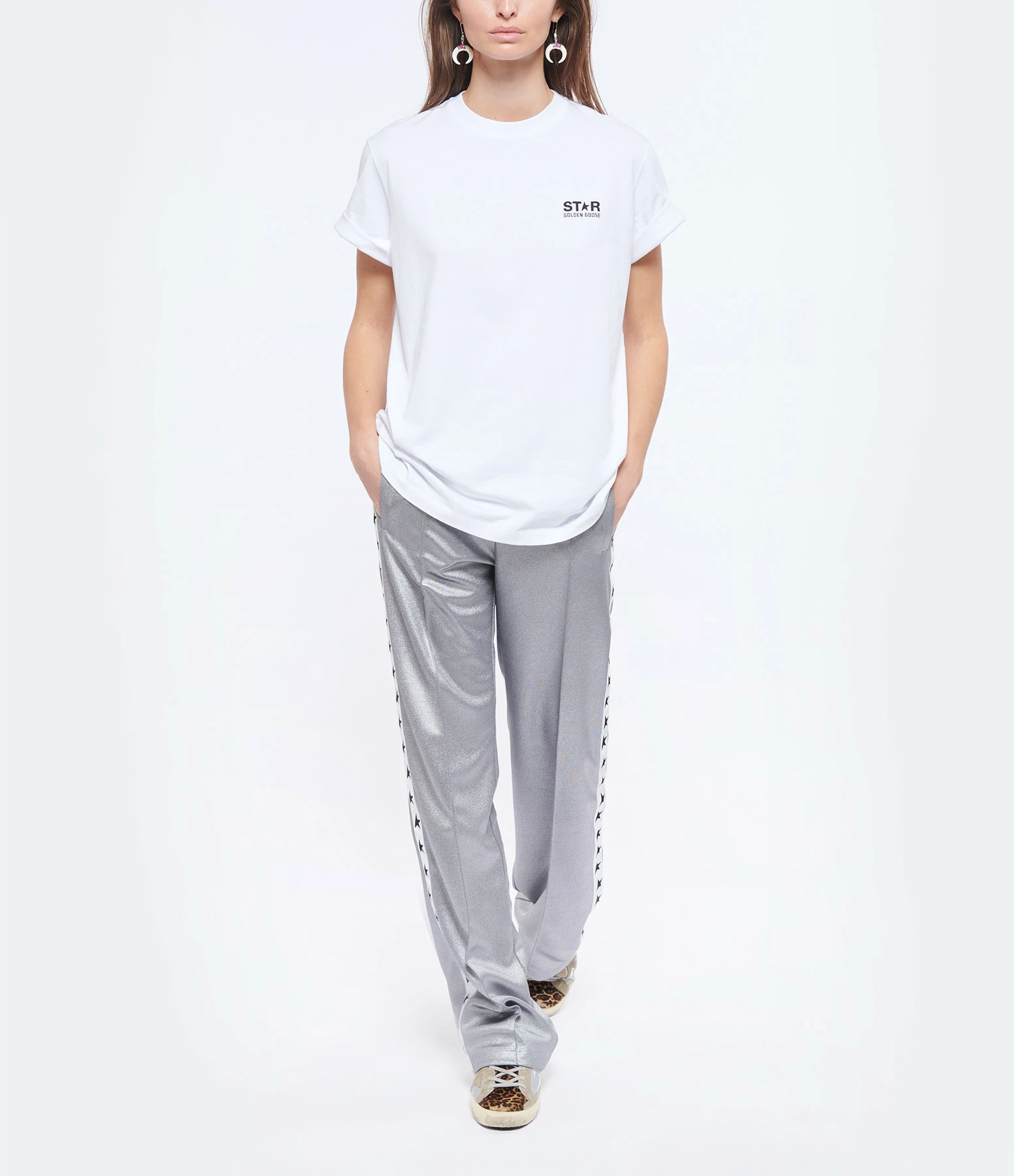 Golden Goose Tee-shirt Big Star Coton Blanc Noir – Image 5