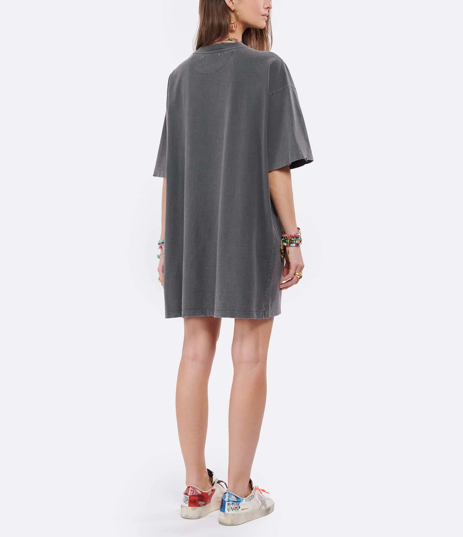 Golden Goose Robe Tee-shirt Golden Coton Anthracite – Image 4
