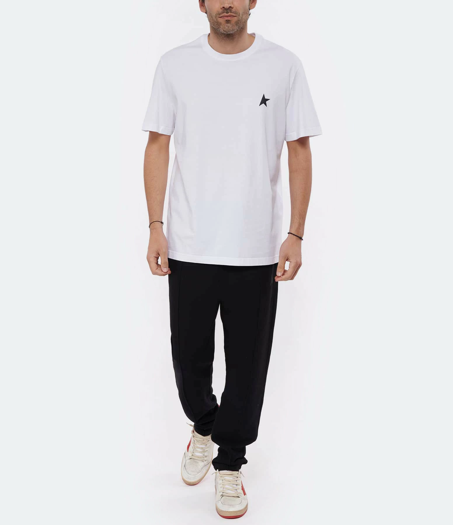 Golden Goose Tee-shirt Homme Étoile Coton Blanc Noir – Image 4