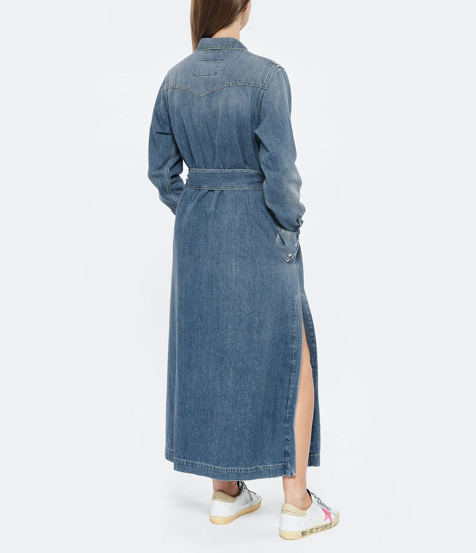 Golden Goose Robe Chemise Golden Denim Bleu – Image 5