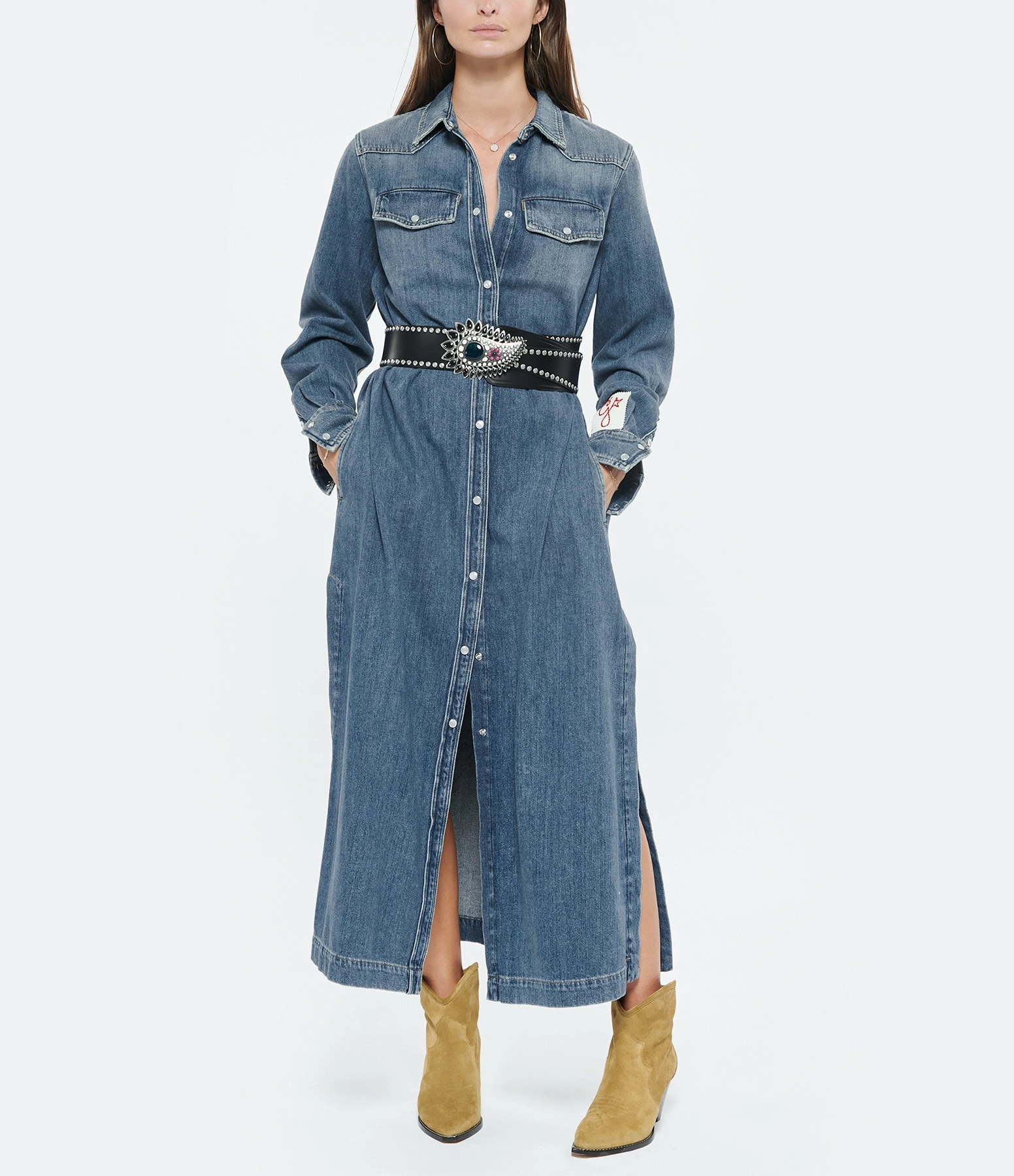 Golden Goose Robe Chemise Golden Denim Bleu – Image 6