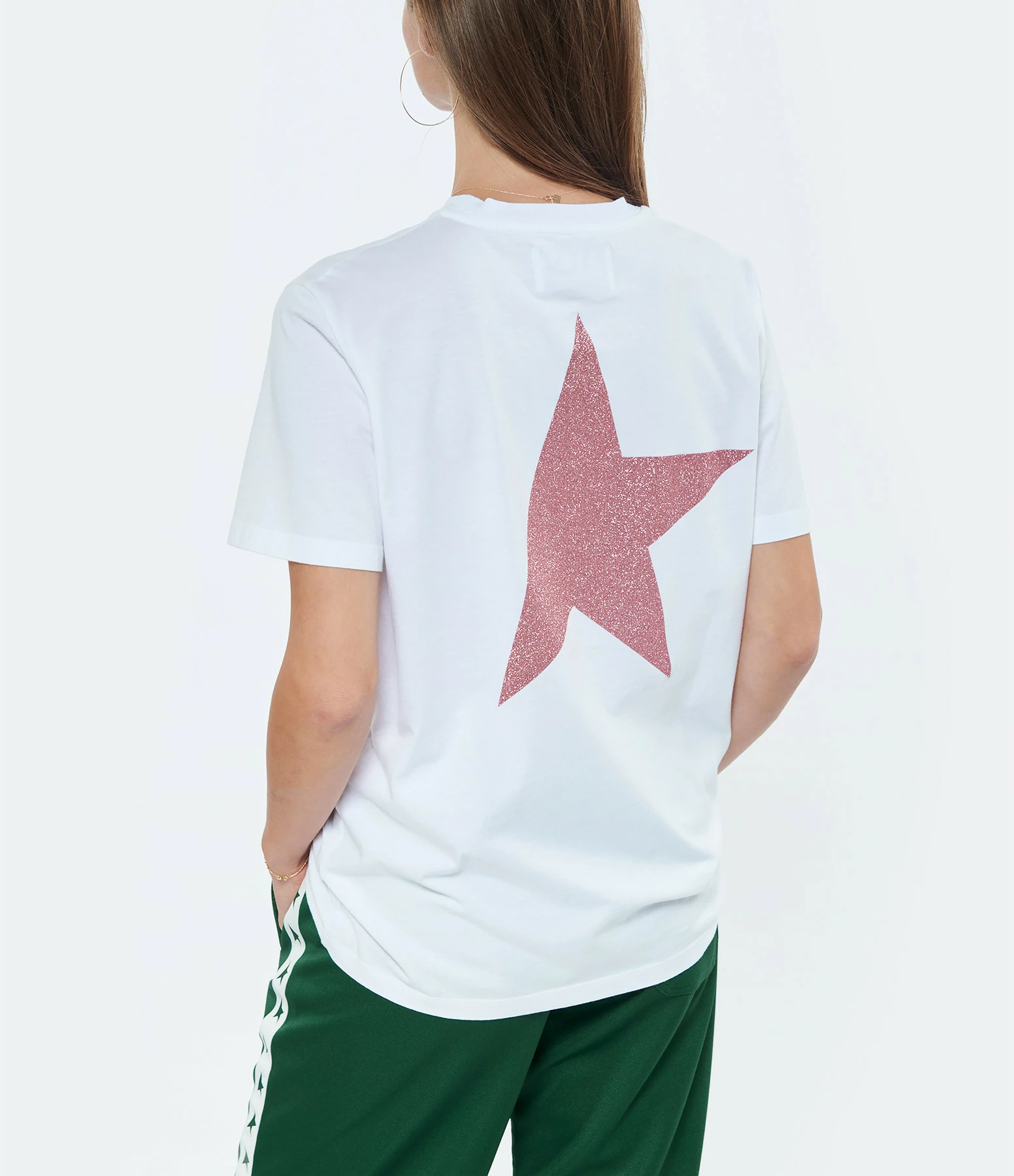 Golden Goose Tee-shirt Big Star Coton Blanc Rose – Image 4