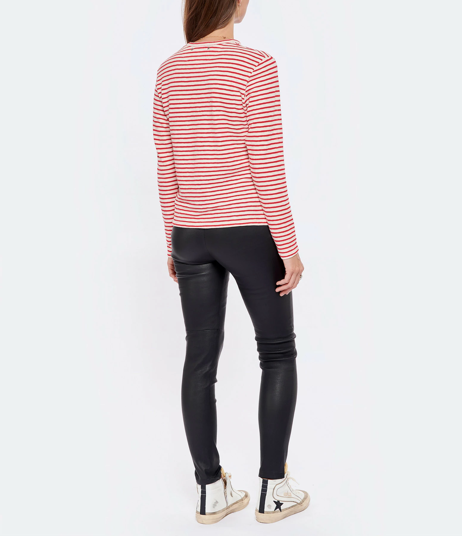 Golden Goose Tee-shirt Golden Coton Rayures Rouge Blanc – Image 5