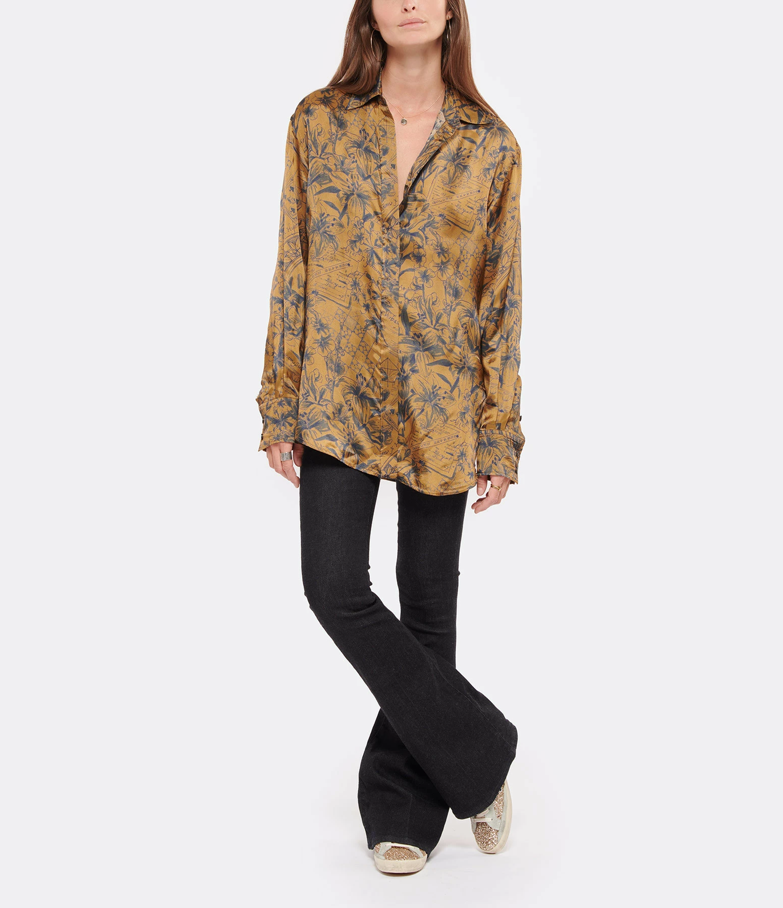 Golden Goose Chemise Journey Marron Bleu – Image 4