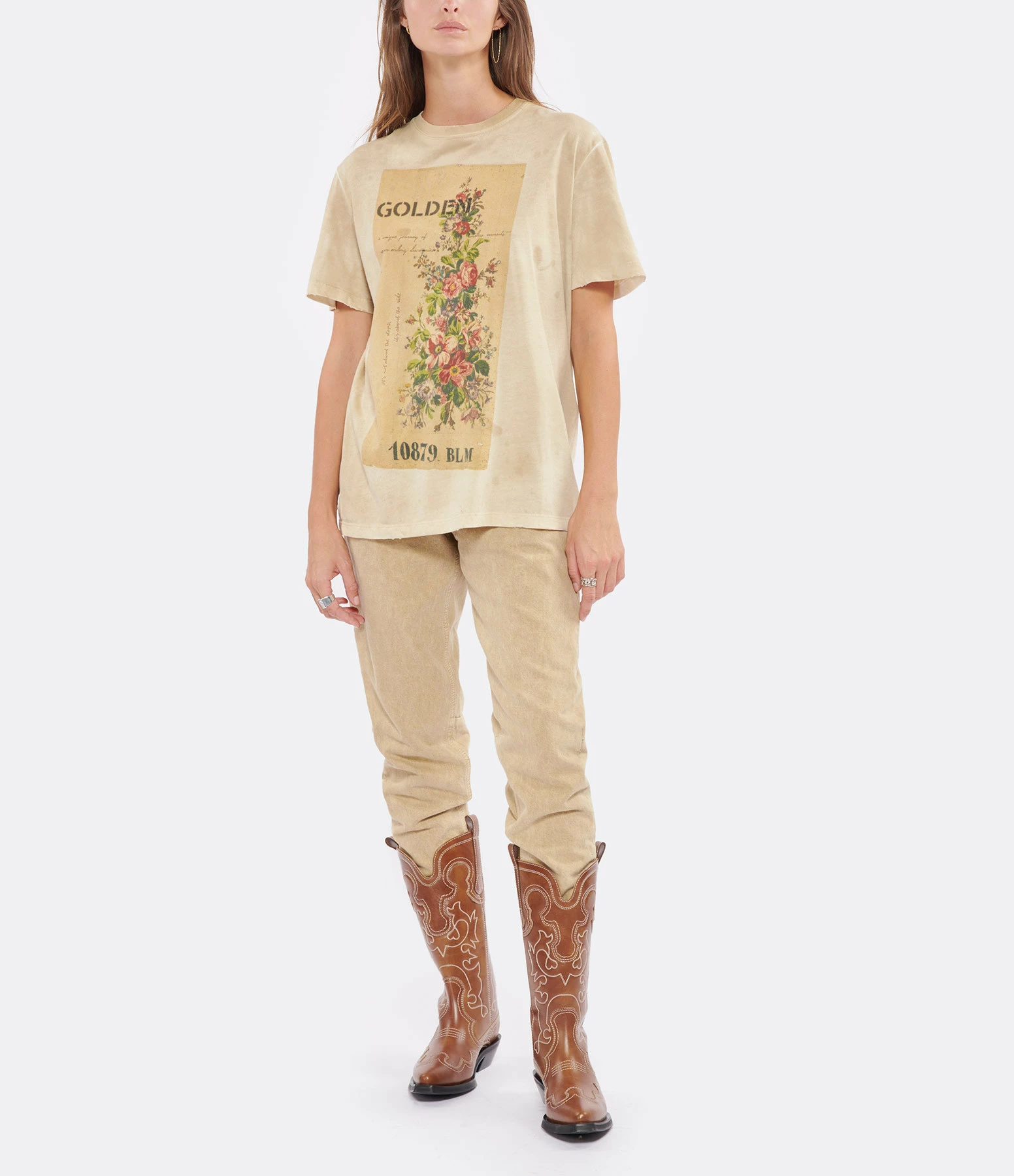 Golden Goose Tee-shirt Journey Coton Beige – Image 4