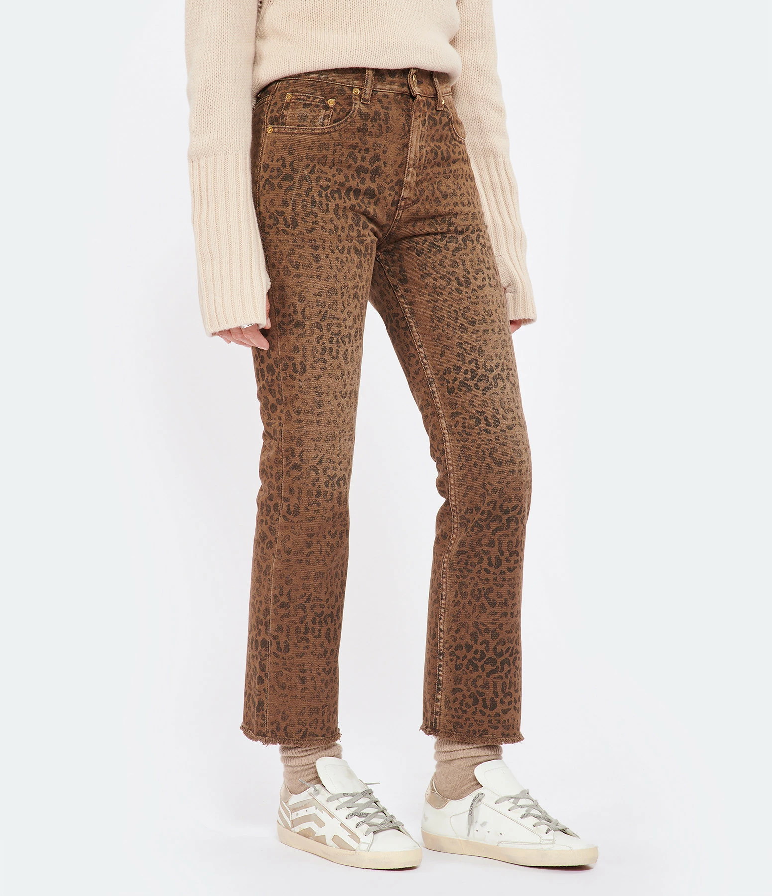 Golden Goose Jean Golden Coton Léopard Noir – Image 4