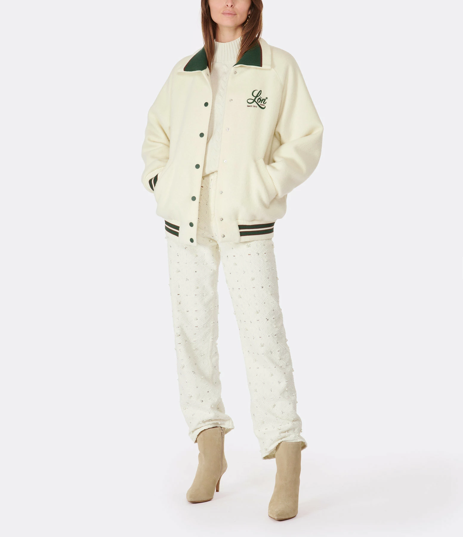 Golden Goose Jean Journey Kim Cristaux Coton Écru – Image 8