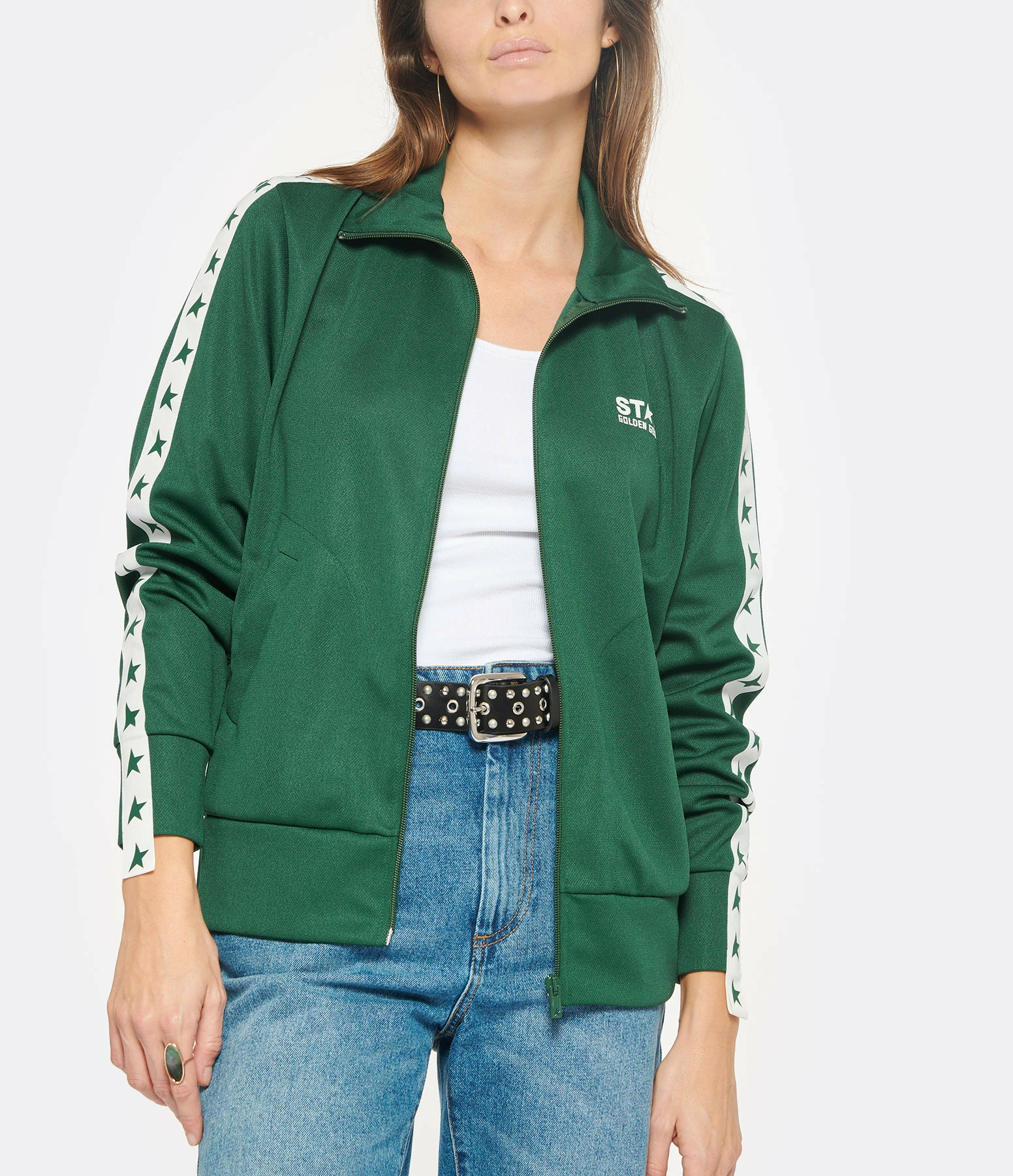 Golden Goose Veste Star Denise Étoiles Vert Blanc – Image 3