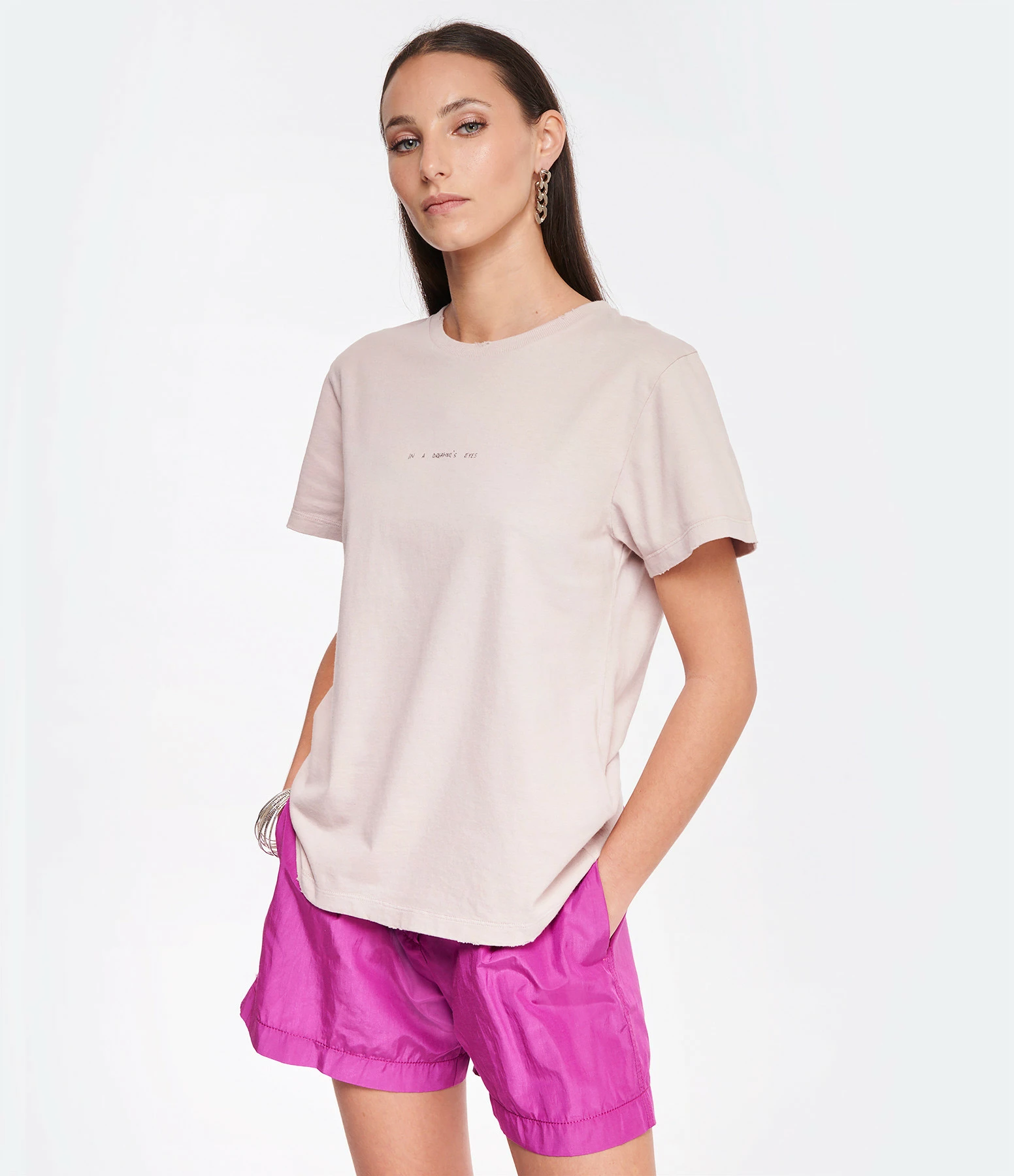 Golden Goose Tee-shirt Journey Coton Rose Shadow – Image 3