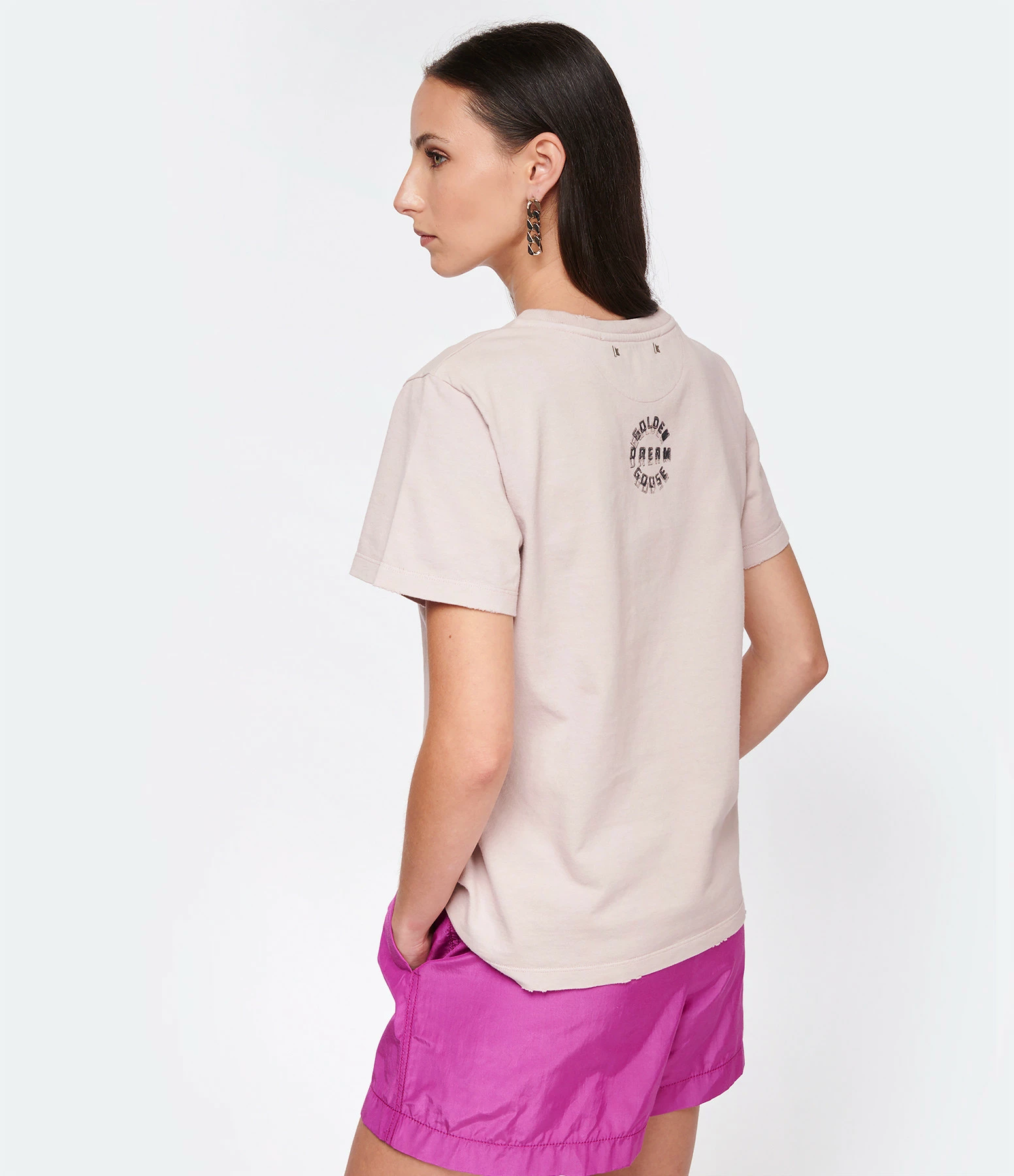 Golden Goose Tee-shirt Journey Coton Rose Shadow – Image 5