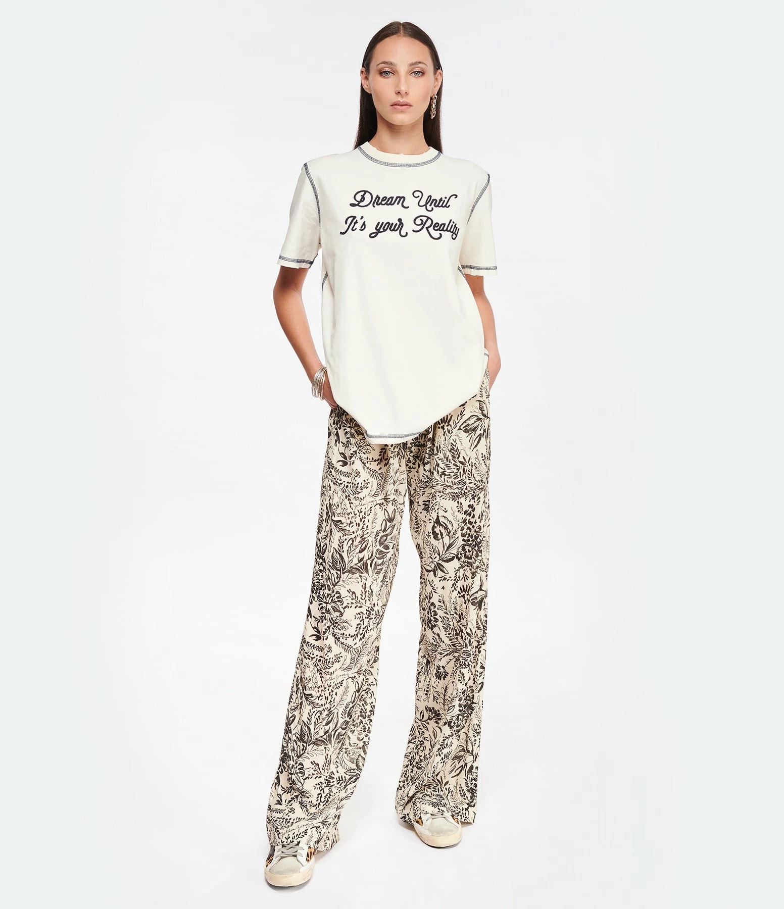 Golden Goose Tee-shirt Journey Regular Coton Écru – Image 4