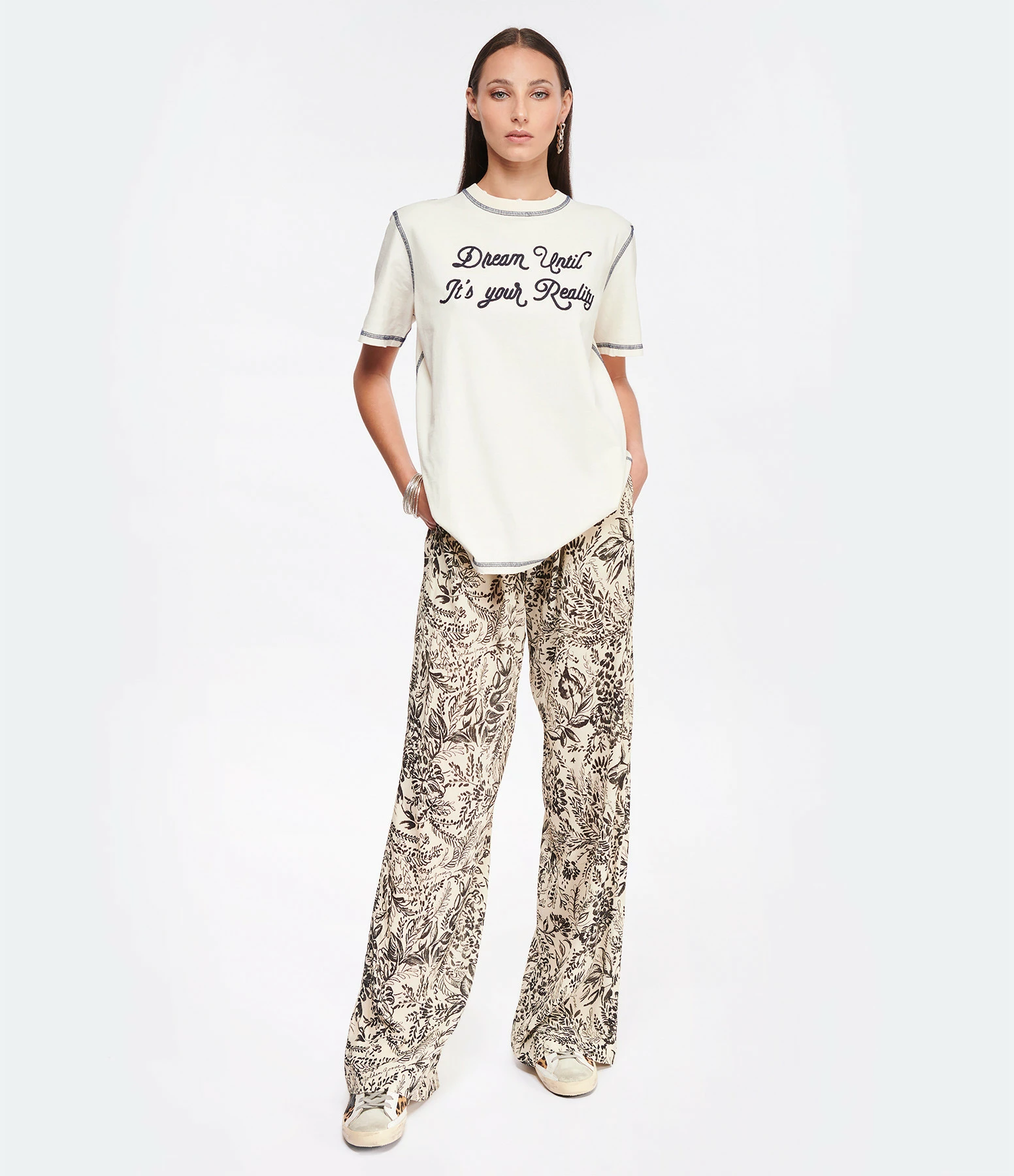 Golden Goose Pantalon Journey Imprimé Beige – Image 3