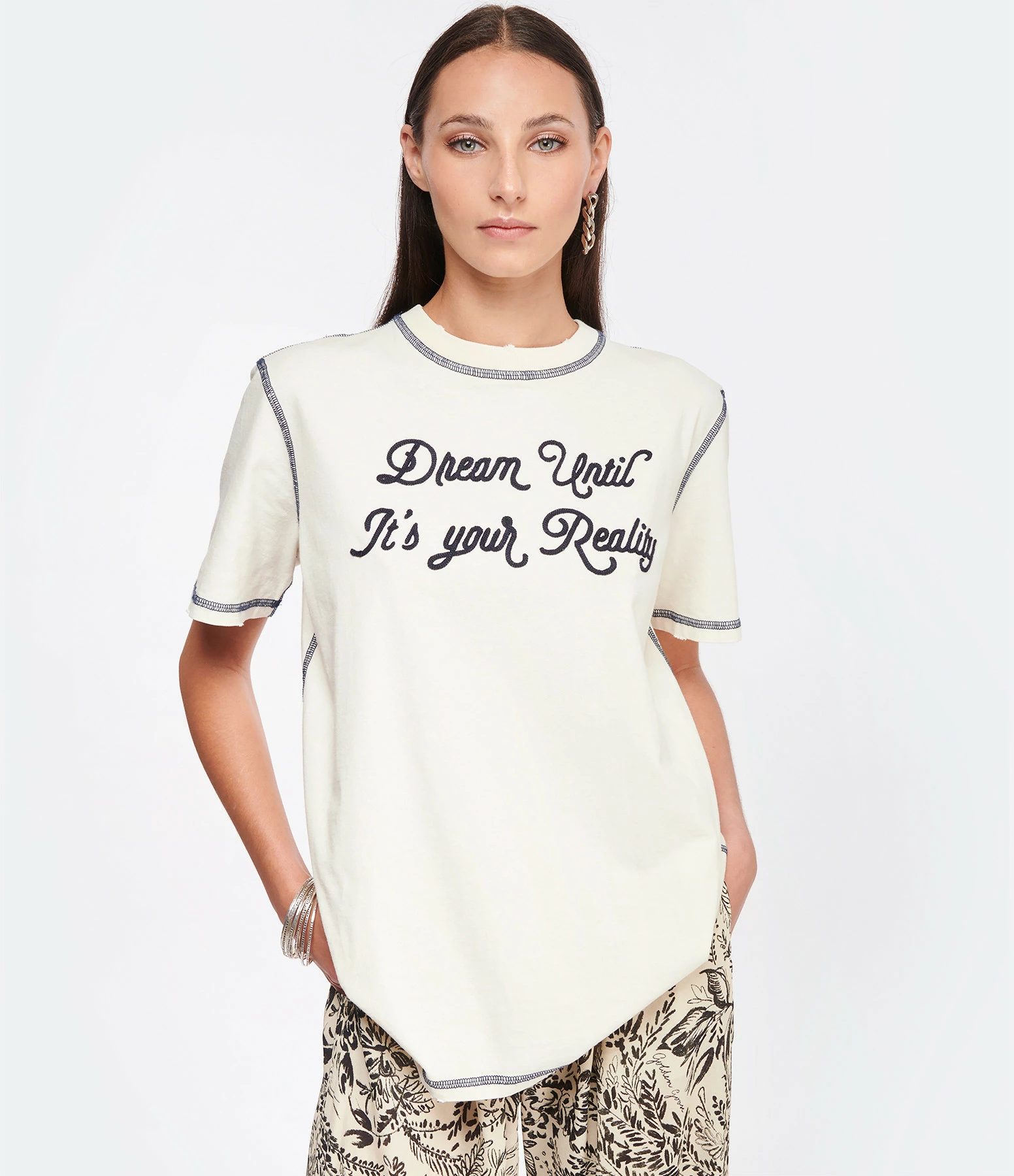 Golden Goose Tee-shirt Journey Regular Coton Écru – Image 3