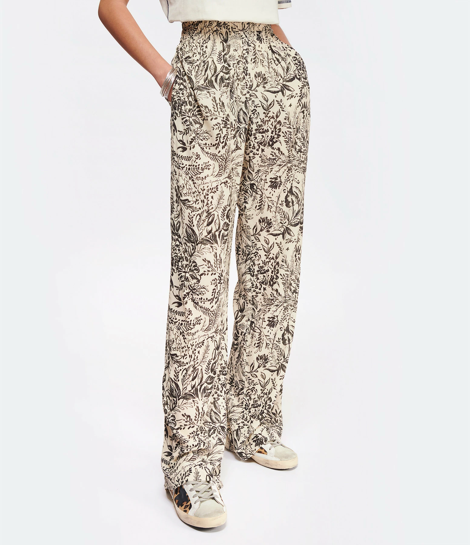 Golden Goose Pantalon Journey Imprimé Beige – Image 4