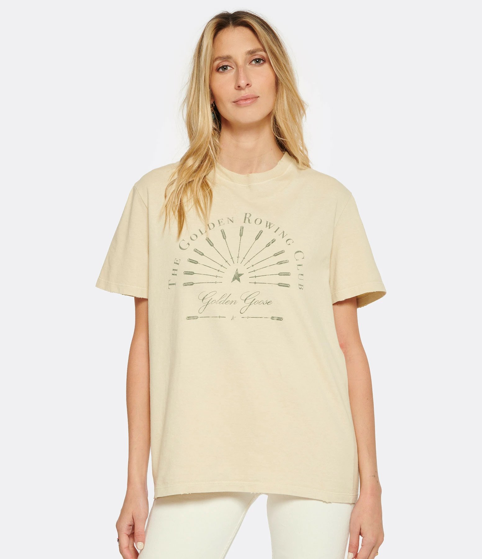 Golden Goose Tee-shirt Journey Coton Beige – Image 3