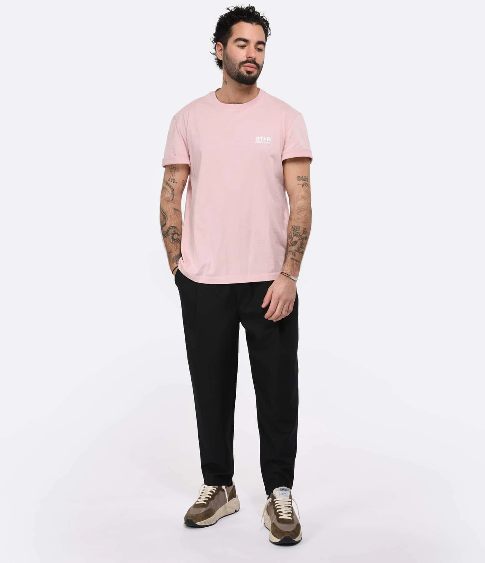 Golden Goose Tee-shirt Star Homme Coton Rose – Image 6