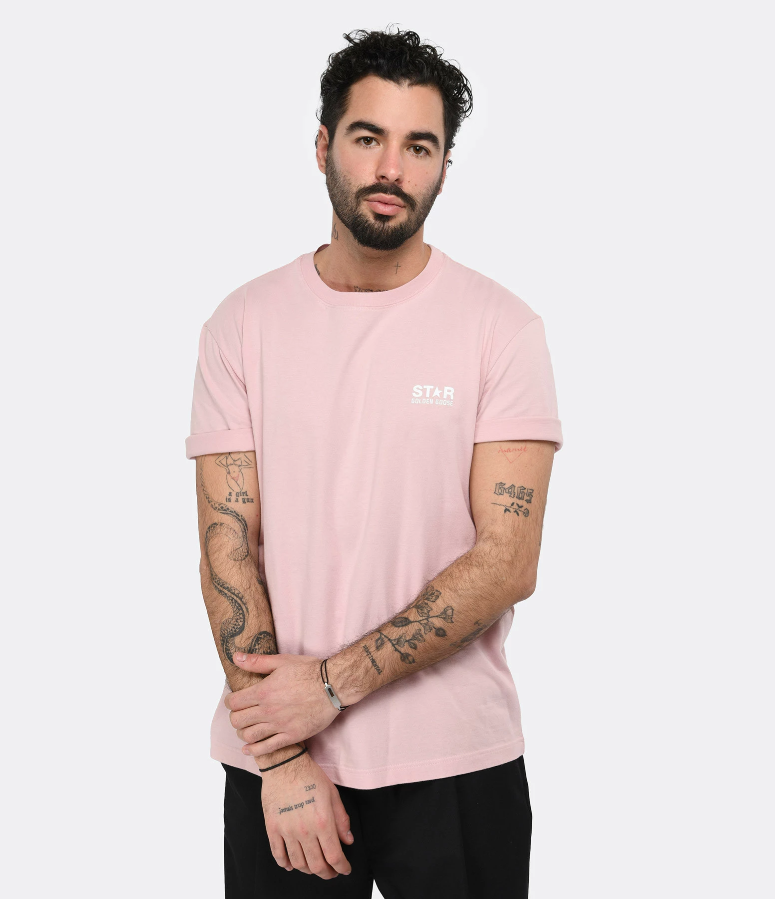 Golden Goose Tee-shirt Star Homme Coton Rose – Image 4