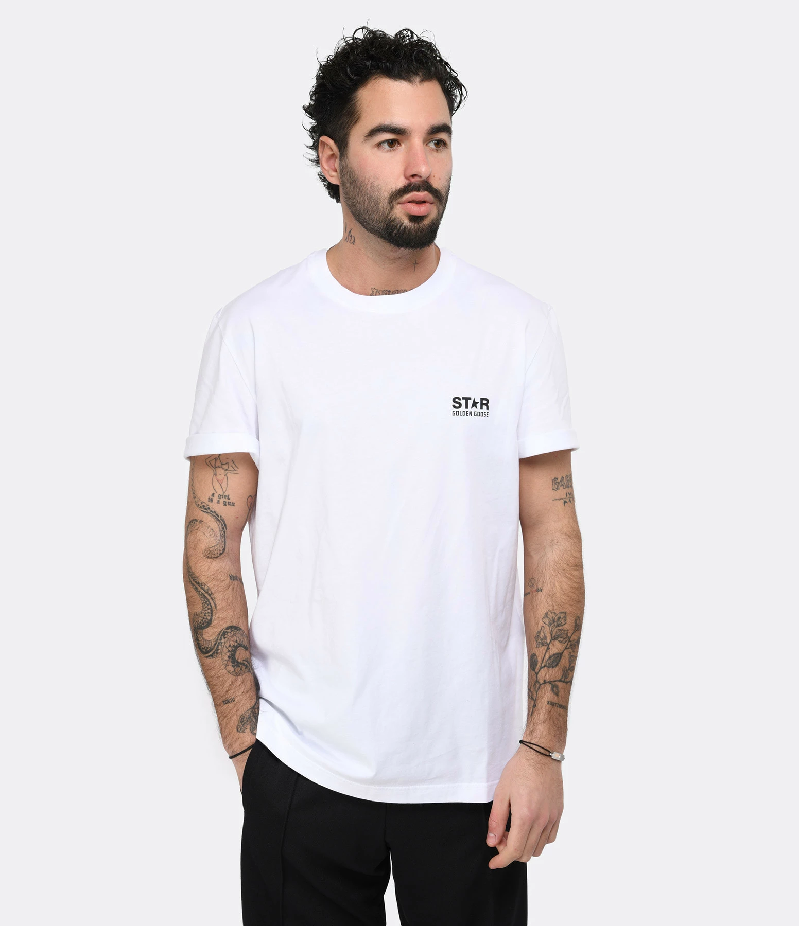 Golden Goose Tee-shirt Étoile Homme Coton Blanc Noir – Image 3