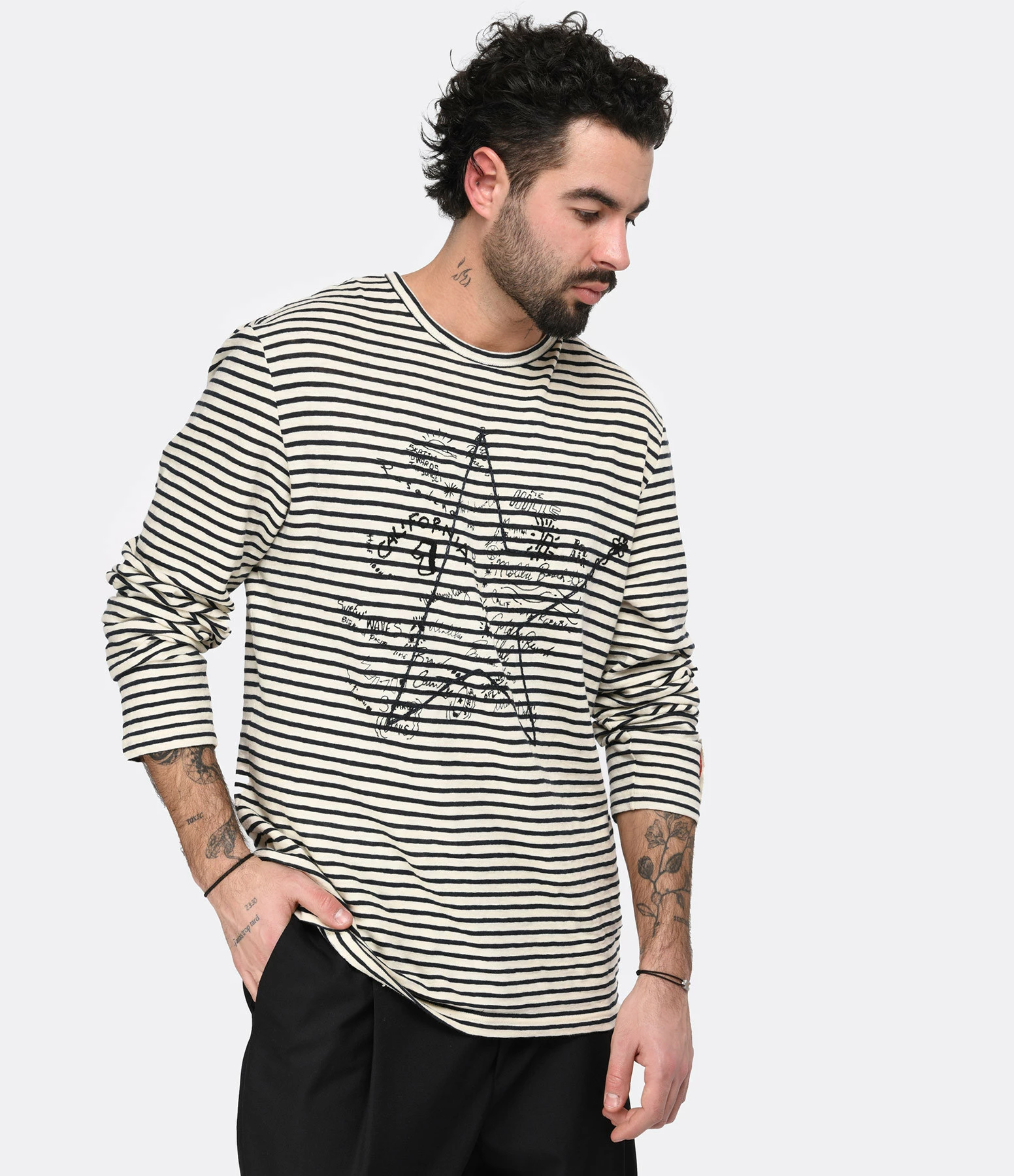 Golden Goose Tee-shirt Golden Homme Marinière Coton Bleu – Image 3